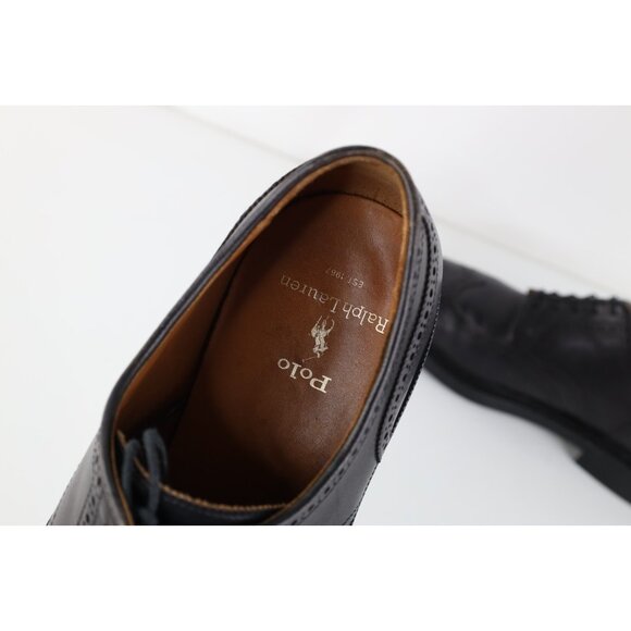 Vintage 90s Ralph Lauren Mens 10 D Leather Oxford Wingtip Dress Shoes Black main image 9